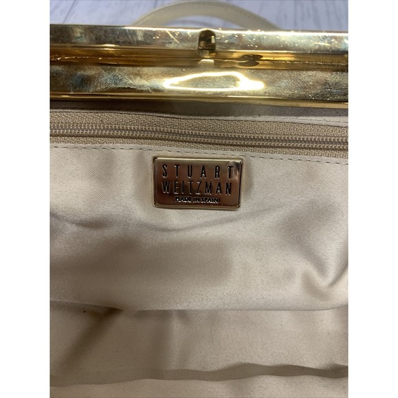 Womens Stuart Weitzman Vintage Gold Snake Skin Clutch - Picture 6 of 9